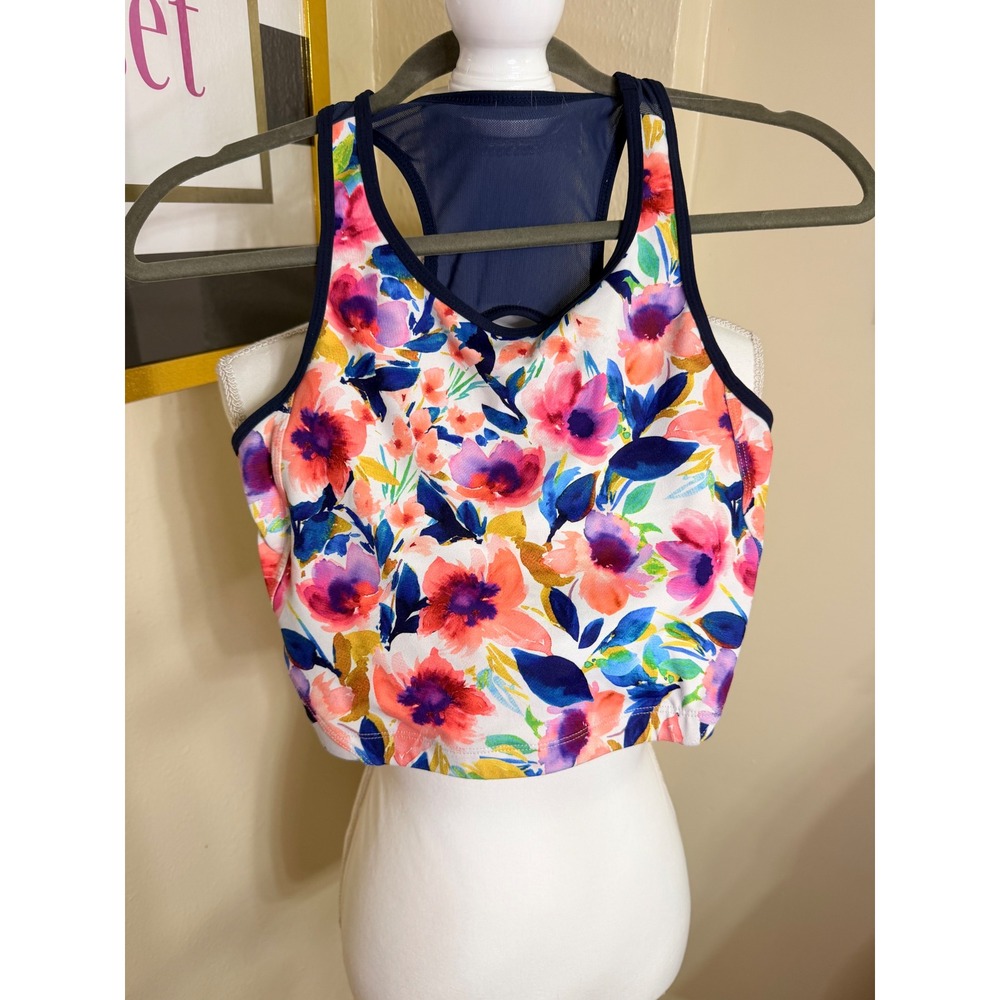 Born Primitive Active Floral Sports Bra Womens Medium Multicolor Watercolor Mesh
